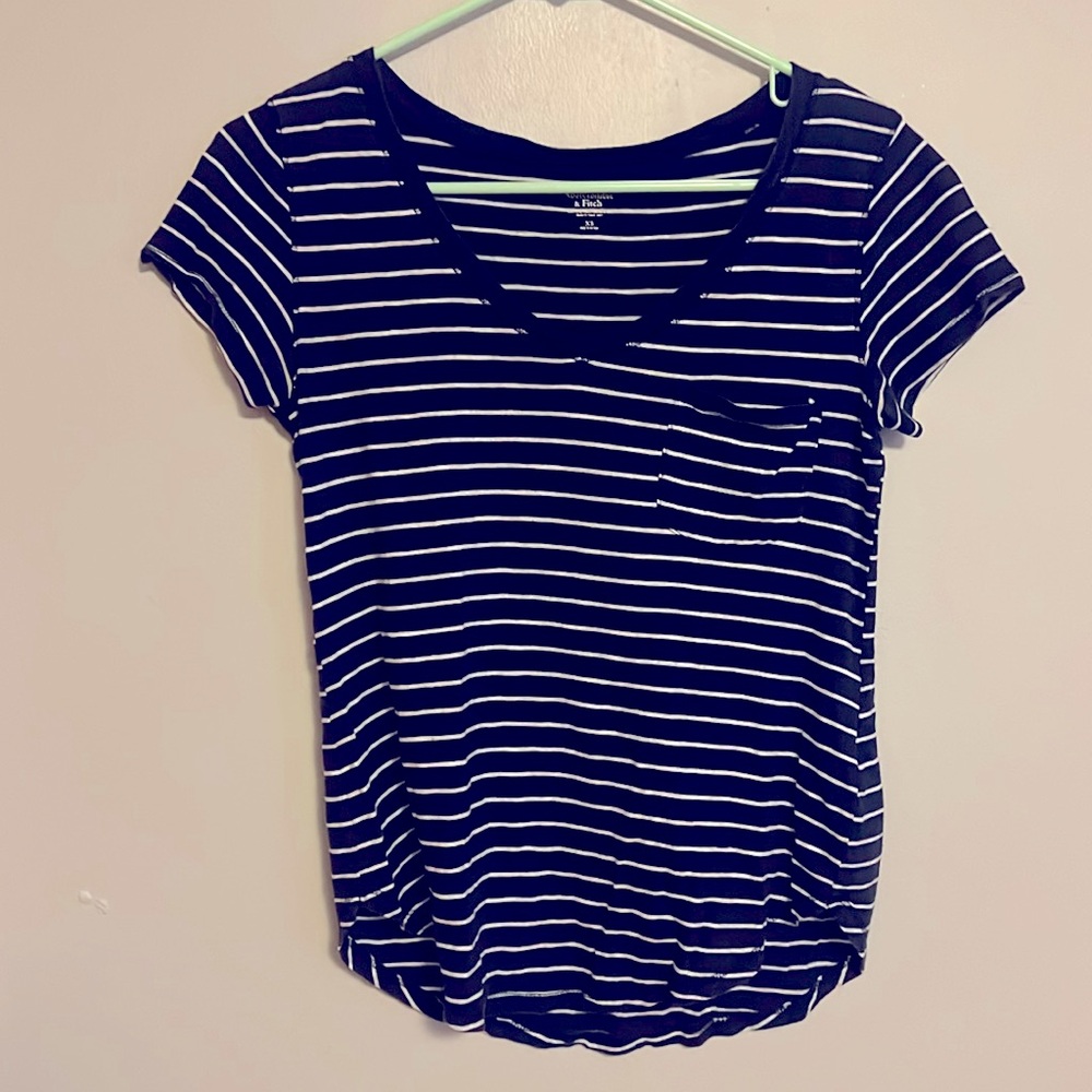 Navy and white striped Abercrombie and Fitch tee. Size XS